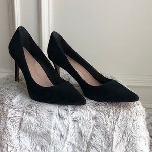 Black suede heels